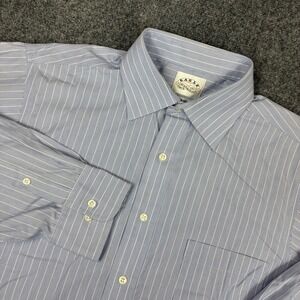 Eagle Shirtmakers Men 16 32/33 Blue White Pinstripe Non-Iron Dress Shirt Regular